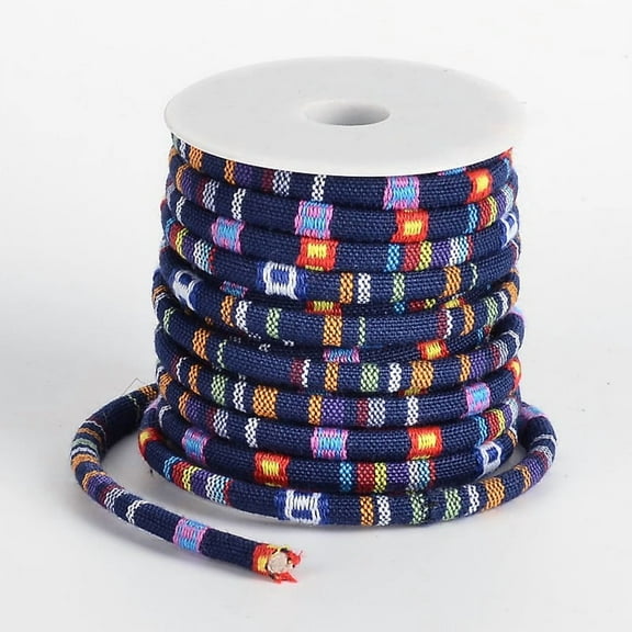 1 roll Ethnic Cord Polyester Cords Midnight Blue 7x5mm 10yards/roll Cloth