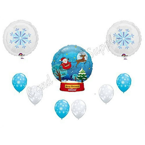 SANTA SNOW GLOBE CHRISTMAS PARTY Balloons Decoration Supplies Snowman