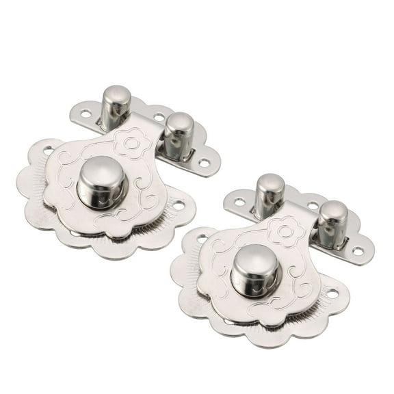 Unique Bargains Box Flower Shaped Latches Hasp Catch Lock Silver Tone 1.3" x 1.26" x 0.4" 2Pcs