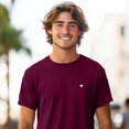 thumbnail image 3 of Dalix Lil Heart Midweight Cotton Short Sleeve Summer Tee Mens in Maroon M Medium, 3 of 5