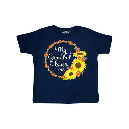 

Inktastic My Grandad Loves Me with Sunflower Wreath Gift Toddler Boy or Toddler Girl T-Shirt
