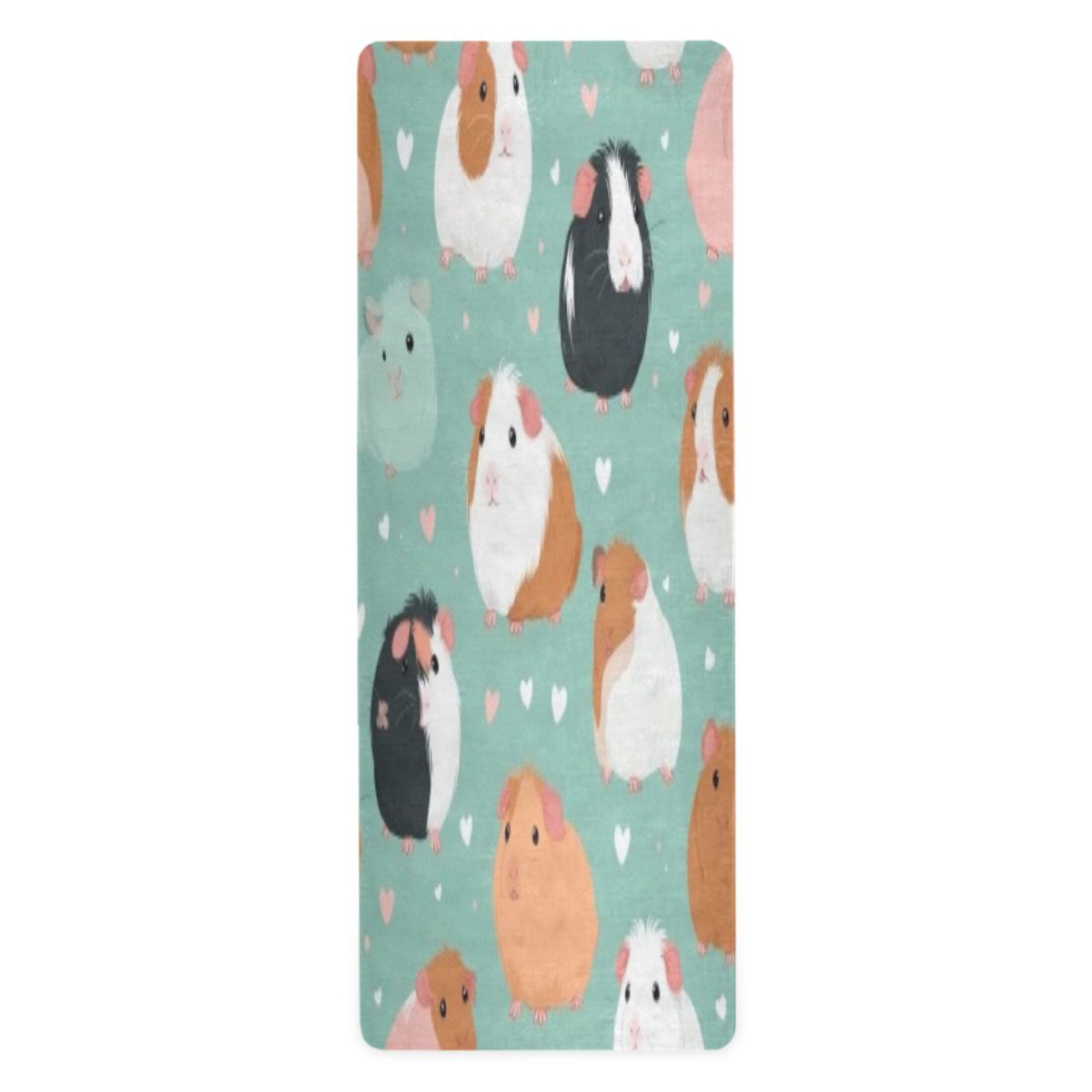 BZSMCE Yoga Mat Women Fitness Mat Pink Heart Guinea Pattern