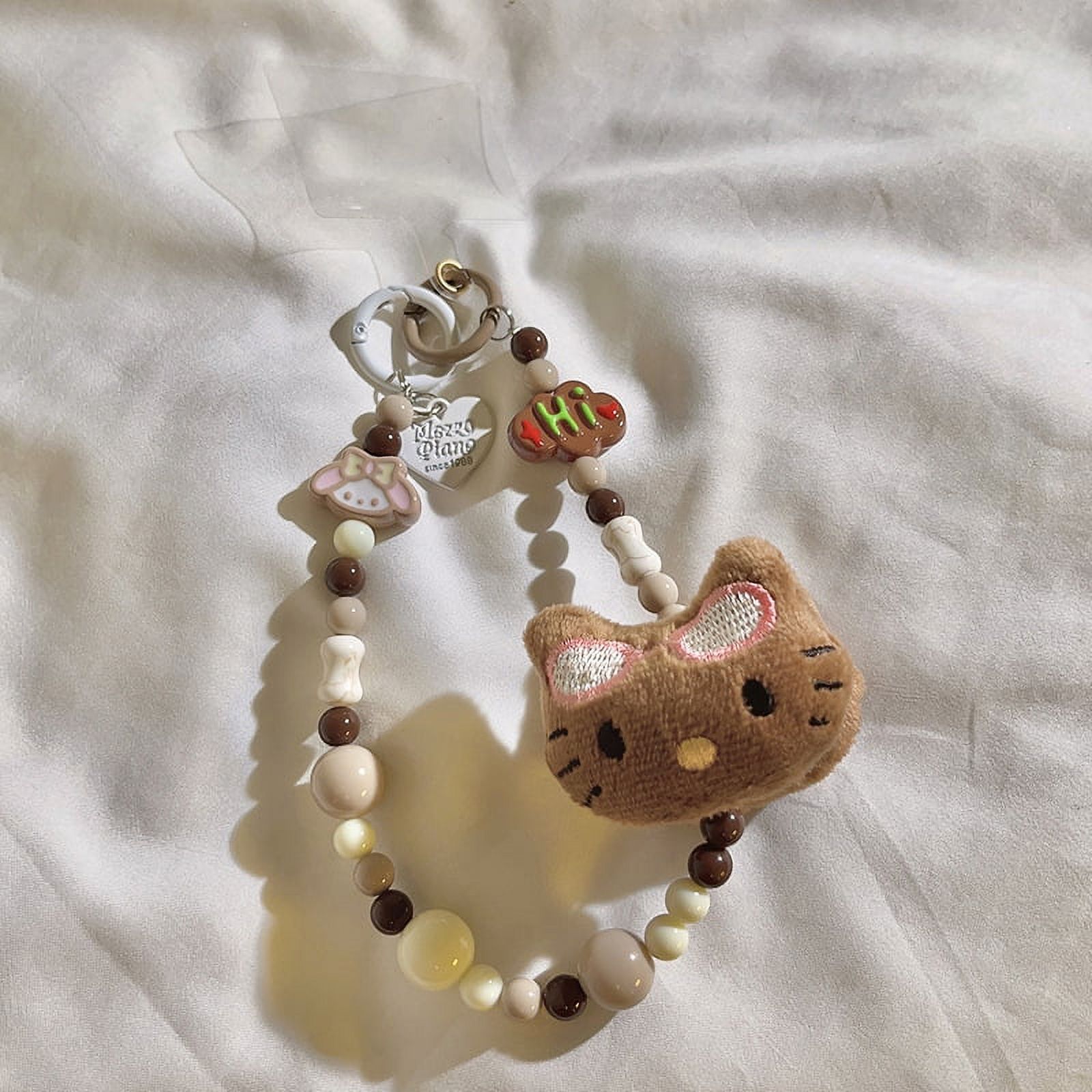 Sanrio Hello Kitty Phonechain Anime Beaded Phone Pendant Kawaii Colorful Bead Keychain Cute Key Pendant Bag Accessories Gift
