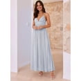thumbnail image 4 of Women'S Spaghetti Strap V Neck Lace Up Bodycon Solid Nightclub Party Casual Dress Blue L, 4 of 9
