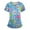 #002-Blue, variant on Xyxonk Scrub Tops for Women's Funny Printed Plus Size V Neck Shirts Cute Short Sleeve Stretch Nursing Uniforms with Pockets Blue 5XL