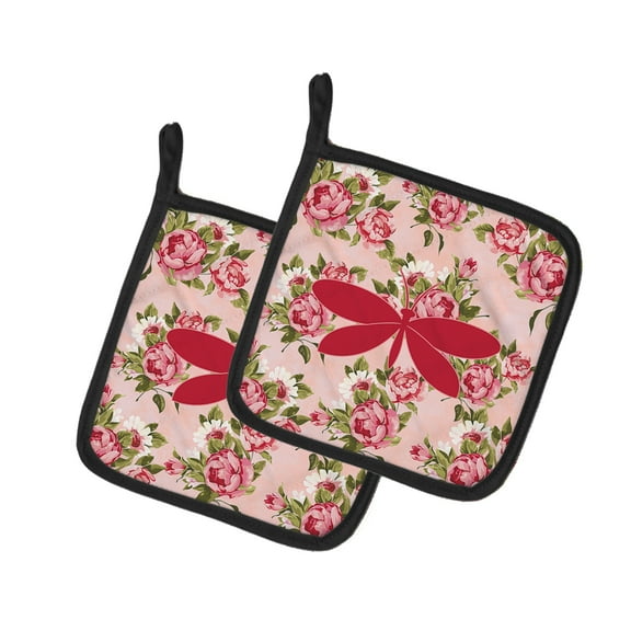 Caroline's Treasures BB1055-RS-PK-PTHD Moth Shabby Chic Pink Roses Pair of Pot Holders , 7.5HX7.5W, multicolor