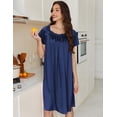 thumbnail image 3 of Ekouaer Satin Nightgowns for Women 2 Pack Silk Nightgown Pleated Loose Night Shirts Short Sleeve Sleep Shirts, 3 of 6