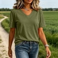 thumbnail image 7 of VBVC Women's V Neck Short Sleeve T-Shirt , Ladies' Loose Fit Breathable Casual Tee , Lightweight Basic Summer Tops For Women,Army Green,S-2XL, 7 of 7