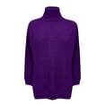 thumbnail image 4 of DuoJiaJ Womens Turtleneck Oversized Sweater Batwing Pullover Sweater Casual Fall Loose Knit Jumper Top Purple XXXL, 4 of 5