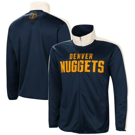 Men's G-III Sports by Carl Banks Navy/White Denver Nuggets Zone Blitz Tricot Full-Zip Track Jacket