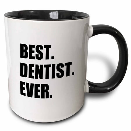 

3dRose Best Dentist Ever - fun job pride gifts for dentistry career work Two Tone Black Mug 11oz