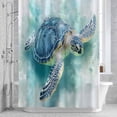 thumbnail image 2 of Sea Turtle Bathroom Shower Curtain, Blue Turtle Ocean Animal Abstract Modern Art Waterproof Washable Soft Bath Curtain for Bathtub Decor with 12 Hooks&Grommet, 72x72 Inch, 2 of 9