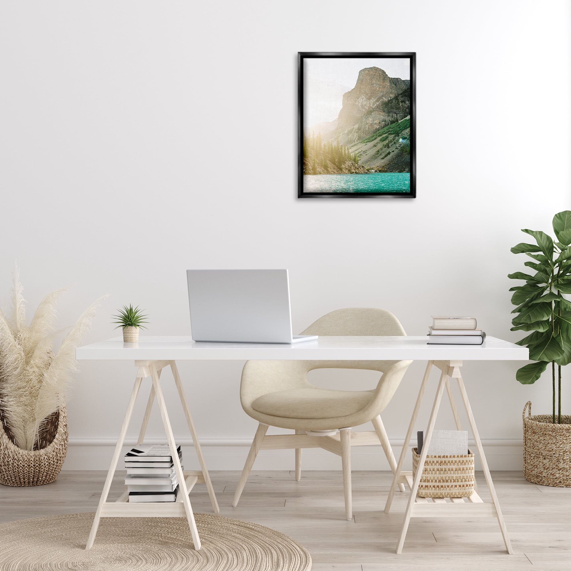 Stupell Industries Sunlit Hills Peak Landscape Photography Black Floater Framed Art Print Wall Art, 17 x 21