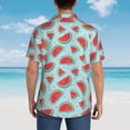 thumbnail image 6 of Xecao Watermelon print Hawaiian shirt - a stylish short-sleeve button-down for men, perfect for casual beach and tropical outings., 6 of 9