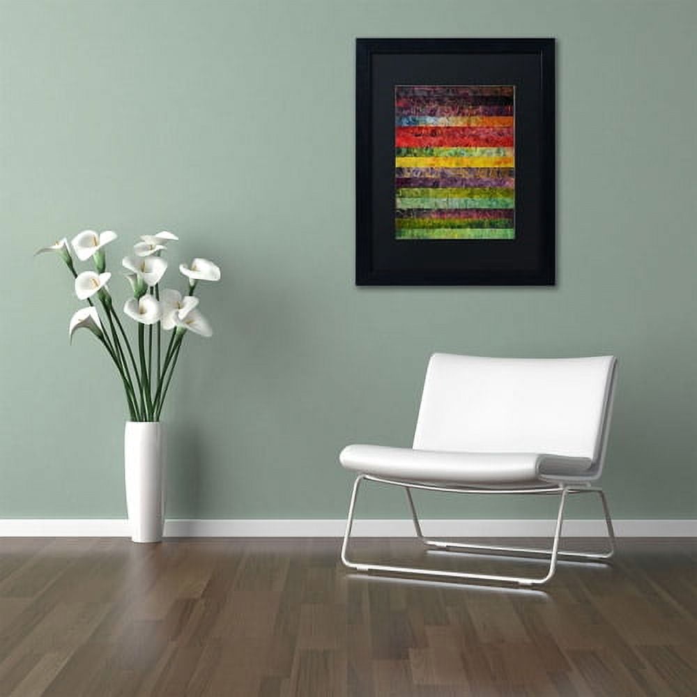 Trademark Fine Art "Brocade and Stripes 3" Canvas Art by Michelle Calkins, Black Matte, Black Frame