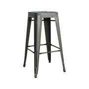 AmeriHome Loft Gun Metal Silver Metal Bar Stool 2 Piece by Buffalo Corp