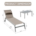 thumbnail image 2 of 3PCS Patio Chaise Lounge Chair Sets with Side Table, Textilene Reclining Chair w/ Adjustable Backrest, 2 Wheels and Aluminum Frame, Outdoor Recliners for Poolside Beach Balcony (Khaki), 2 of 6