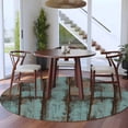 thumbnail image 3 of Round Area Rugs 8 Feet - Retro Gradient Teal Wood Grain Soft Indoor Throw Rugs Carpets for Living Dining Bedroom Kids Room Non-Slip Playroom Crawl Rug Floor Mats Country Old Board, 3 of 9