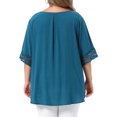 thumbnail image 3 of Agnes Orinda Women's Plus Size Tops Round Neck Lace Crochet Short Sleeve Shirts Casual Blouses 3X Peacock Blue, 3 of 6