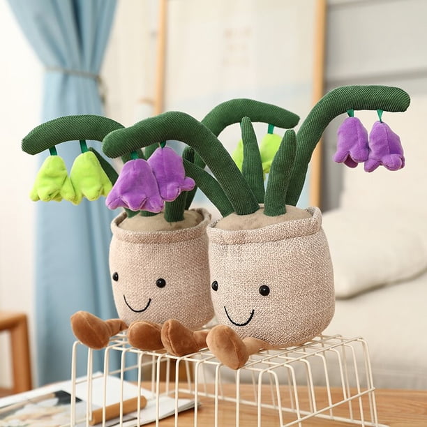 Bluebell Flowers Plush Stuffed Toys Creative Potted Flowers Plush Soft Bookshelf Bedroom Decor Plant Doll Girls Gift heqiyong LED