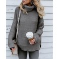 thumbnail image 3 of Pull Col Roulé Femme Manches Longues Ample Tricoté Tops Hiver Décontracté Pull Ample, 3 of 5