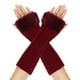 thumbnail image 1 of Guantes de lana de punto con rombos para mujer, cálidos y versátiles, con mangas de medio dedo y mangas extendidas sin dedos para invierno., 1 of 3