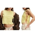 thumbnail image 2 of Tank Tops for Women Y2K Sleeveless Square Neck Tie Up Cropped Vest Summer Chic Going Out Blouse Yellow S, 2 of 7