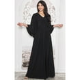 thumbnail image 4 of KOH KOH Long Cape Batwing Sleeve Modest Full Floor Length Flowy Fall Winter Elegant Evening Formal Funeral Church Wedding Guest Tall Maxi Dress Gown For Women Black Small US 4-6 NT117, 4 of 7