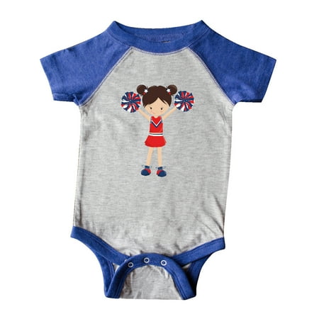 

Inktastic Cheerleaders Girl With Brown Hair Red Uniform Gift Baby Girl Bodysuit