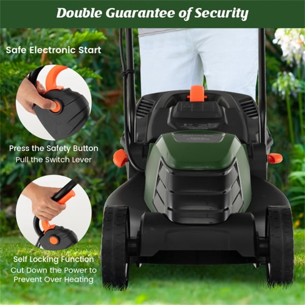 imerelez Push Reel Lawn Mower 13.5 inch, 5 Blades Manual Push Mower , Walk-Behind Lawn Mowers with Grass Catcher Bag for Green Lawns, Driveways, Courtyards