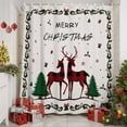 thumbnail image 6 of Merry Christmas Shower Curtain, 36" x 72", Elk and Xmas Tree Floral Border Waterproof Bathroom Curtain Washable Shower Curtain Set with 12 Hooks, 6 of 6
