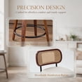 thumbnail image 5 of Set of 2 26 Inch Swivel Counter Bar Stools, Rattan Cane Back, Beige Linen Seat with Curved Walnut Wood Legs, Mid-Century Farmhouse Kitchen Island Chairs, 5 of 11