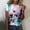 Sky Blue, variant on QHWAUAKFBN T Shirts For Women Trendy Loose Fit Summer Round Neck Short Sleeve Flower Butterfly Print Tshirts Top