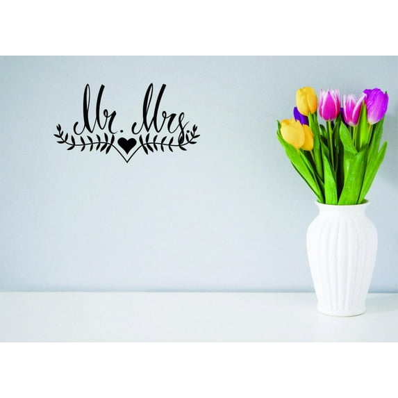 Decal Wall Sticker - Mr & Mrs Wedding Love Husband WifeHome Decor Picture Art 14x28 Inches