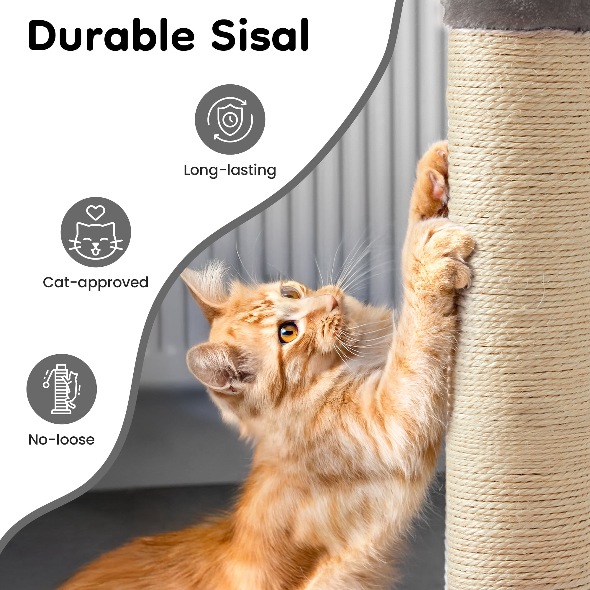 Mayincolor 22-Inch Cat Scratching Post , Durable Sisal Scratch Post for Indoor Cats, Monster-Shaped Cat Scratcher for Kittens & Large Cats, Grey