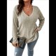 thumbnail image 3 of Suéter Informal de Punto con Cuello en V y Larga para Mujer, Talla Grande Albaricoque XXL, 3 of 10