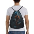 thumbnail image 2 of Drawstring Backpack - Blue and Red Roses Artwork Splash Proof Small Drawstring Gym Bag for Women Men, Cinch Sports String Bag Backpack for Travel Swimming Beach, 2 of 8