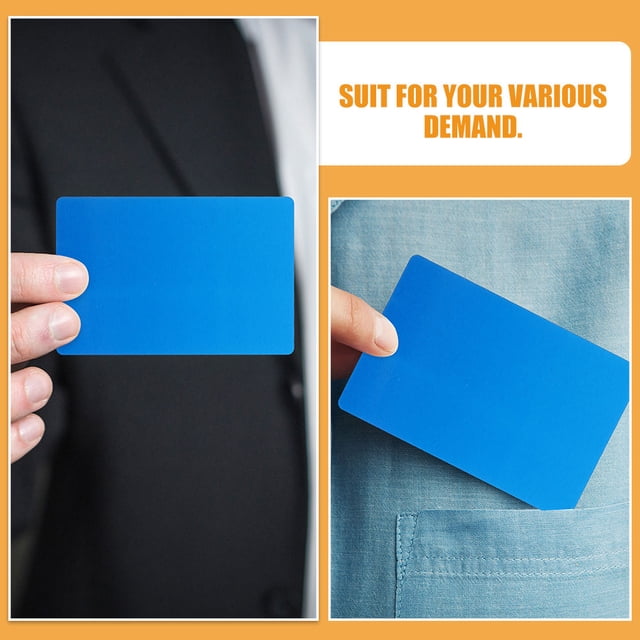 Raindrops 100Pcs Blank Blue Metal Business Card Blanks with Smooth Surface and Rounded Corners