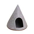 thumbnail image 2 of Nido de gato de fieltro, nido de mascotas semi cerrado, casa de cuevas semi -semienclosa triangular transpirable, acogedora cama de carpa para mascota, 2 of 9