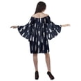 thumbnail image 2 of Moomaya Dark Blue Women Off Shoulder Summer Beach Dress Cotton Vacation Dress With Bell Sleeves - C1, 2 of 7