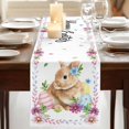 thumbnail image 3 of Happy Easter Table Runner, Cute Rabbits Eggs Daisy Flowers Plants Watercolor Cotton Linen Table Runners 108 Inches Long, Dresser Scarf Runner for Dining/Living Room/Kitchen/Square Tables 13''x108'', 3 of 9