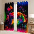 thumbnail image 2 of Homewish Female Men Women Video Game Black Out Curtains,Ombre Gamer Curtains Pack of 2 (42x63 Each),Abstract Gradient Gamepads Bedroom Curtains,Ultra Soft Home Decor, 2 of 6