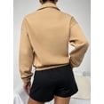 thumbnail image 2 of SEARIPE Women's Fleece Pullover Sweatshirts Half Zip Cropped Thermal Pullover Y2K Tops with Kangaroo Pocket Apricot L, 2 of 7