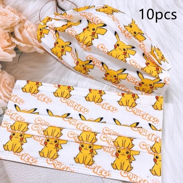 Pokemon-máscara facial protectora desechable para niños, máscara de pikaqiu protectora antipolvo con filtro tejido, juguete para niño y niña, 10 Uds.