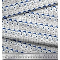 thumbnail image 3 of Soimoi Blue Rayon Fabric Teddy Bear Face Printed Craft Fabric by the Yard 42 Inch Wide, 3 of 3
