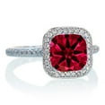 thumbnail image 2 of 2.05 Carat 7mm Cushion Cut Classic Ruby and Moissanite Diamond Halo Multistone Engagement Ring on 10k White Gold, 2 of 2