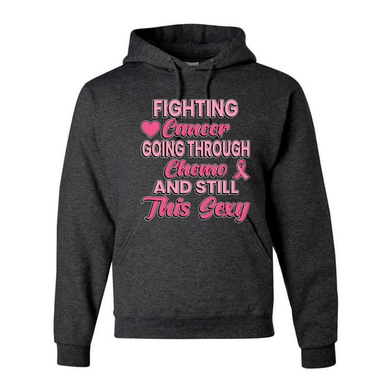 Wild Bobby, Fighting Cancer And Still Sexy, Breast Cancer Awareness, Unisex Graphic Hoodie Sweatshirt, Heather Black, XX-Large
