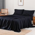 thumbnail image 4 of 100% Viscose Derived from Bamboo Sheets Queen Size, Silky Soft, Black, 4 of 7
