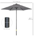 thumbnail image 3 of Outsunny 6.6FT Patio Umbrella, Outdoor Parasol with 6 Ribs Dark Grey, 3 of 10