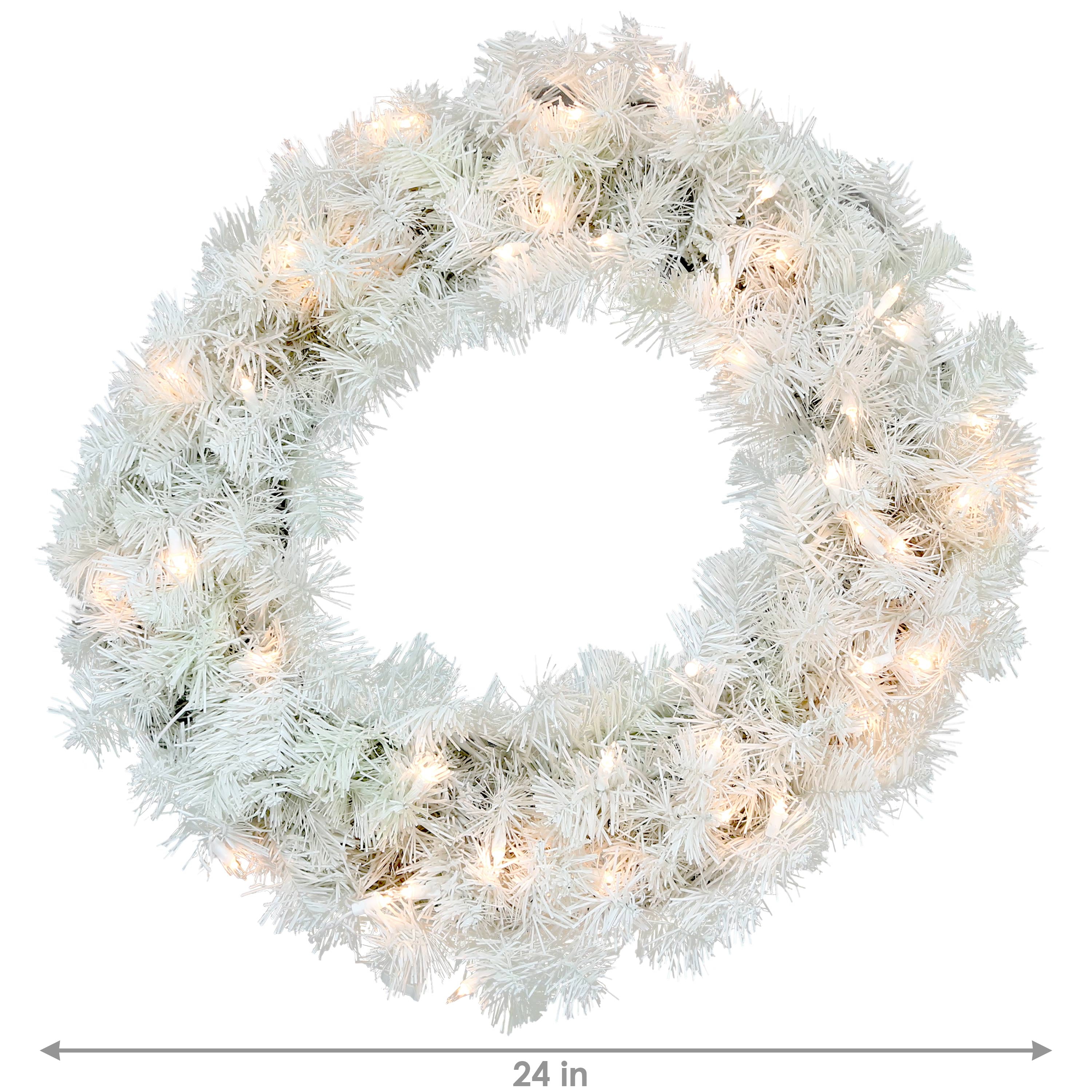 Sunnydaze White Christmas Wreath with Warm White LED Lights - 24 Inches -  Walmart.com - Walmart.com